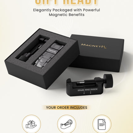 3x Strength Titanium Magnetic Bracelet for Men (Gunmetal)