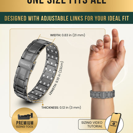 3x Strength Titanium Magnetic Bracelet for Men (Gunmetal)