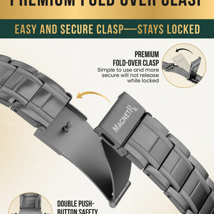 3x Strength Titanium Magnetic Bracelet for Men (Gunmetal)