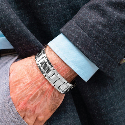 3x Strength Titanium Magnetic Bracelet for Men (Silver)