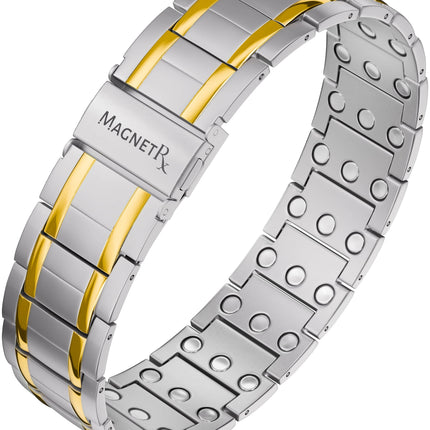 3x Strength Titanium Magnetic Bracelet for Men (Silver & Gold)
