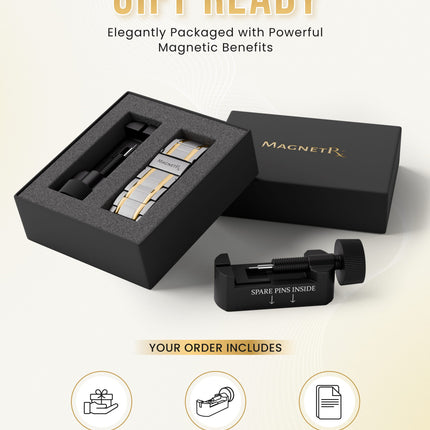 3x Strength Titanium Magnetic Bracelet for Men (Silver & Gold)