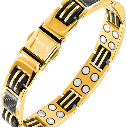 Carbon Fiber Magnetic Bracelet for Men (Gold)