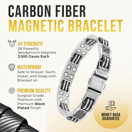 Carbon Fiber Magnetic Bracelet for Men (Silver)