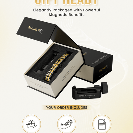 EllipseMAX Magnetic Bracelet for Men (Black & Gold)