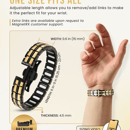 EllipseMAX Magnetic Bracelet for Men (Black & Gold)