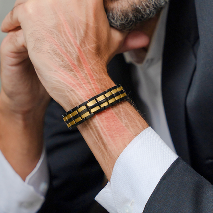 EllipseMAX Magnetic Bracelet for Men (Black & Gold)