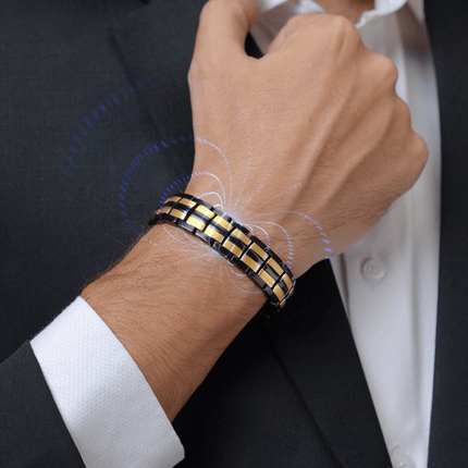 EllipseMAX Magnetic Bracelet for Men (Black & Gold)