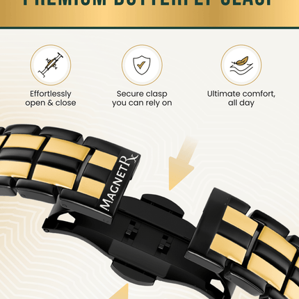 EllipseMAX Magnetic Bracelet for Men (Black & Gold)
