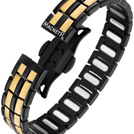 EllipseMAX Magnetic Bracelet for Men (Black & Gold)
