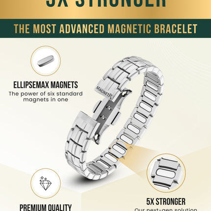 EllipseMAX Magnetic Bracelet for Men (Silver)