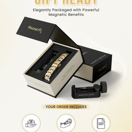 EllipseMAX Magnetic Bracelet for Men (Silver & Gold)
