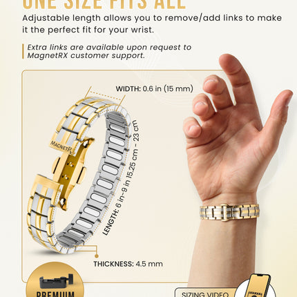 EllipseMAX Magnetic Bracelet for Men (Silver & Gold)