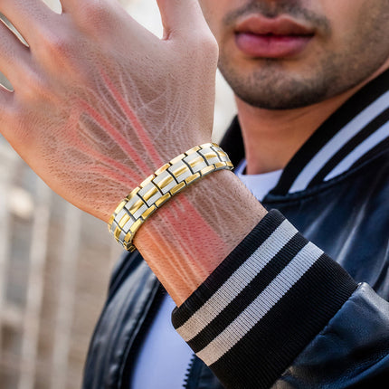 EllipseMAX Magnetic Bracelet for Men (Silver & Gold)