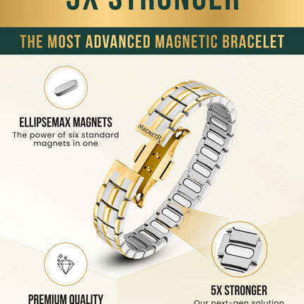EllipseMAX Magnetic Bracelet for Men (Silver & Gold)