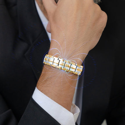 EllipseMAX Magnetic Bracelet for Men (Silver & Gold)