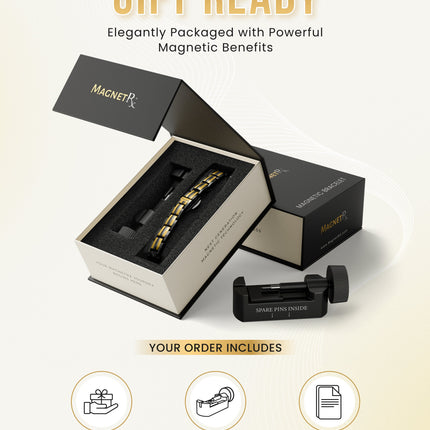 EllipseMAX Magnetic Bracelet for Women (Black & Gold)
