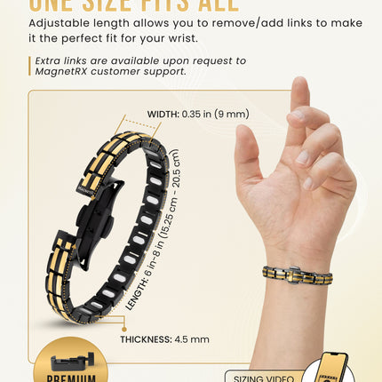 EllipseMAX Magnetic Bracelet for Women (Black & Gold)