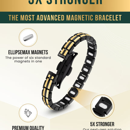 EllipseMAX Magnetic Bracelet for Women (Black & Gold)