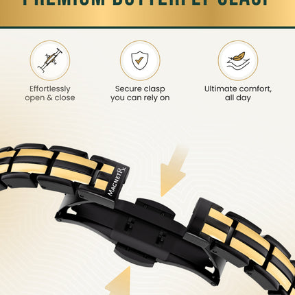 EllipseMAX Magnetic Bracelet for Women (Black & Gold)