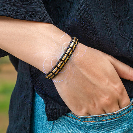 EllipseMAX Magnetic Bracelet for Women (Black & Gold)