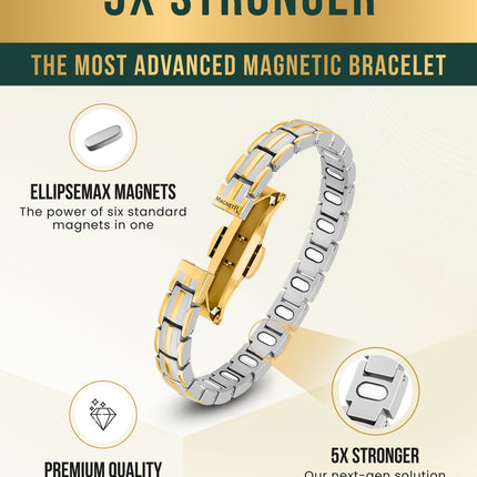 EllipseMAX Magnetic Bracelet for Women (Silver & Gold)