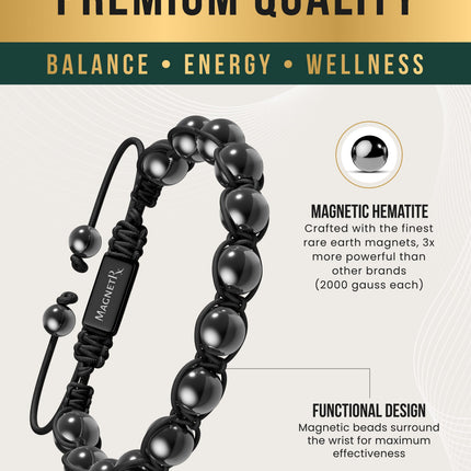 High Power Magnetic Hematite Bracelet Bali Style