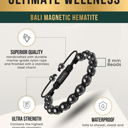 High Power Magnetic Hematite Bracelet Bali Style