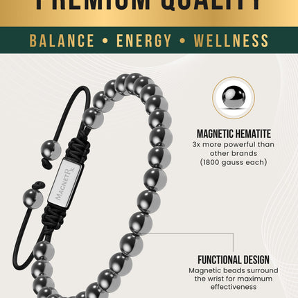 High Power Magnetic Hematite Bracelet Classic 6mm Bead