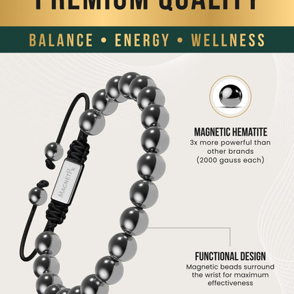 High Power Magnetic Hematite Bracelet Classic 8mm Bead