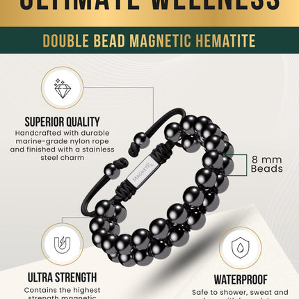 High Power Magnetic Hematite Bracelet Double Row