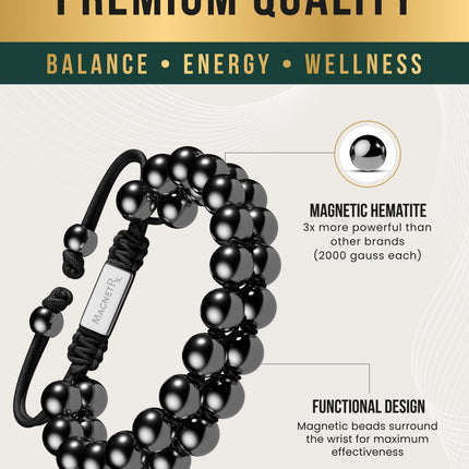 High Power Magnetic Hematite Bracelet Double Row
