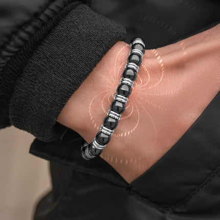 High Power Magnetic Hematite Bracelet Silver Titan