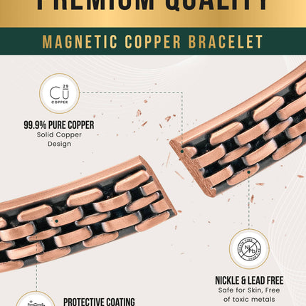 Link Chain Inlay Copper Cuff Magnetic Therapy Bracelet for Men & Women