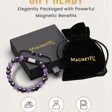 Magnetic Hematite & Amethyst Beaded Bracelet for Women