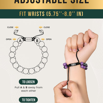 Magnetic Hematite & Amethyst Beaded Bracelet for Women