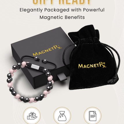 Magnetic Hematite & Rose Quartz Beaded Bracelet for Women