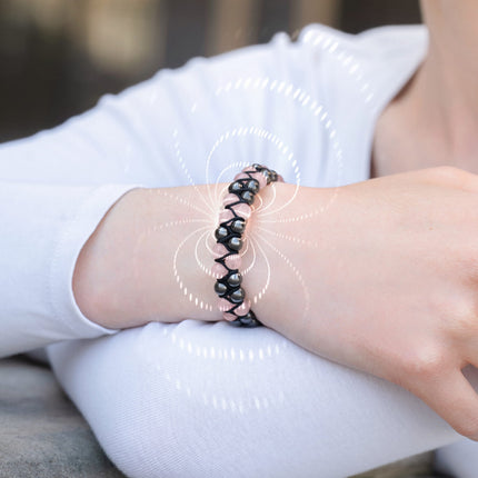 Magnetic Hematite & Rose Quartz Beaded Bracelet for Women