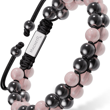 Magnetic Hematite & Rose Quartz Beaded Bracelet for Women