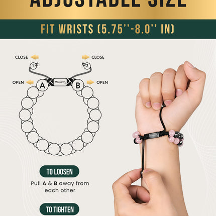 Magnetic Hematite & Rose Quartz Beaded Bracelet for Women