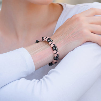 Magnetic Hematite & Rose Quartz Beaded Bracelet for Women