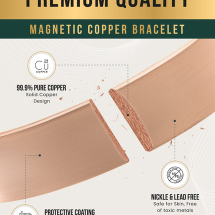 Mega Strength Magnetic Therapy Bracelet Wide Copper Cuff