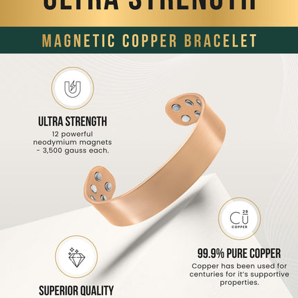 Mega Strength Magnetic Therapy Bracelet Wide Copper Cuff