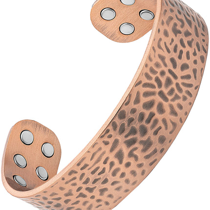 Mega Strength Magnetic Therapy Bracelet Wide Hammered Copper Cuff