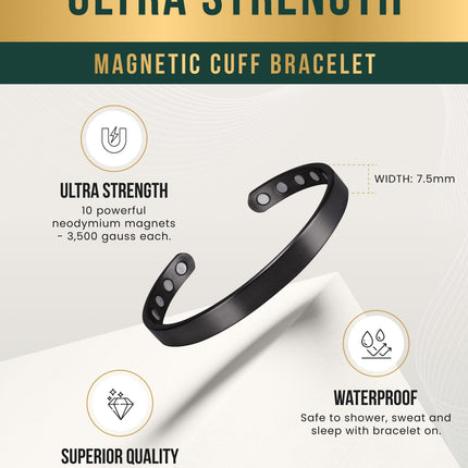 Men’s Magnetic Bracelet Cuff (Brushed Black)