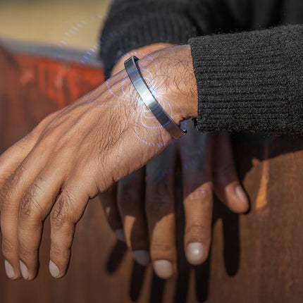 Men’s Magnetic Bracelet Cuff (Brushed Silver)