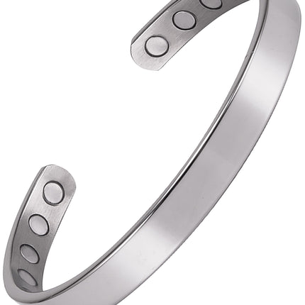 Men’s Magnetic Bracelet Cuff (Polished Silver)