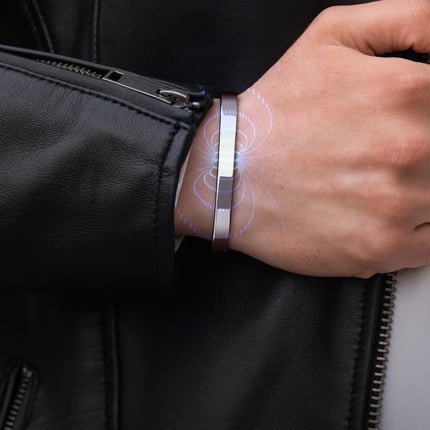 Men’s Magnetic Bracelet Cuff (Polished Silver)