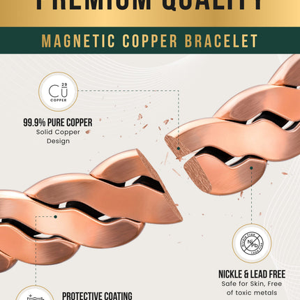 Rugged Twist Copper Magnetic Therapy Bracelet Bangle
