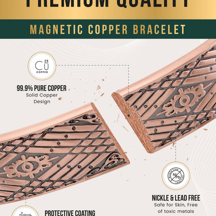 Stamped Celtic Mist Magnetic Copper Bracelet Cuff for Men